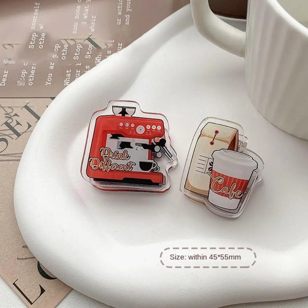 Kawaii Coffee Acrylic Binder Clips – Cute Vintage Paper Clips Set Acrylic Paper Clips Axl style 3