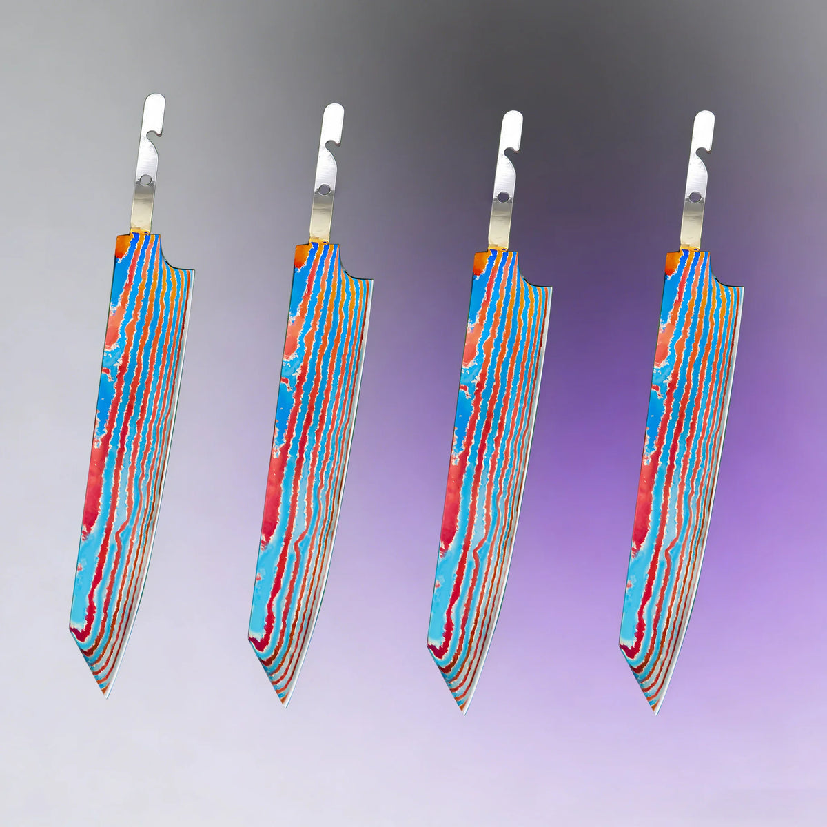 Kiritsuke Chef Knife Blade Set – Titanium Damascus Steel DIY Knife Making Blade Axl Knife Blade-4PCS
