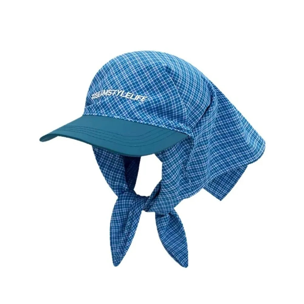 Y2K Plaid Bandana Baseball Cap – Unisex Hip-Hop Headscarf Hat Bandana Baseball Cap Axl Blue