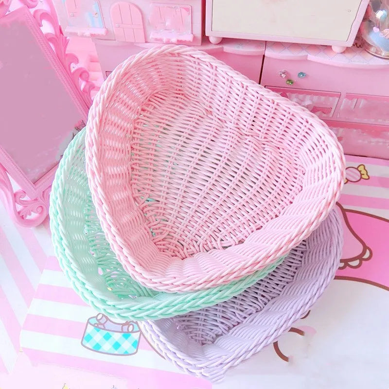 Heart-Shaped Wicker Storage Basket – Nordic Decor & Fruit Bowl Decorative Storage Basket Axl