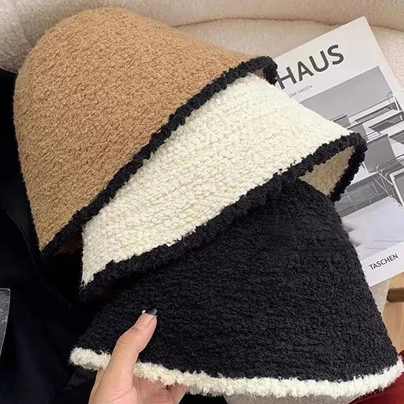Women's Colorblock Knit Bucket Hat – Fleece Lined Winter Beanie Knit Bucket Hat Axl
