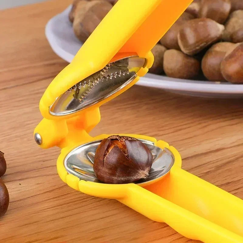 2-in-1 Chestnut Nutcracker & Sheller – Stainless Steel Nut Tool Nutcracker Kitchen Tool Axl