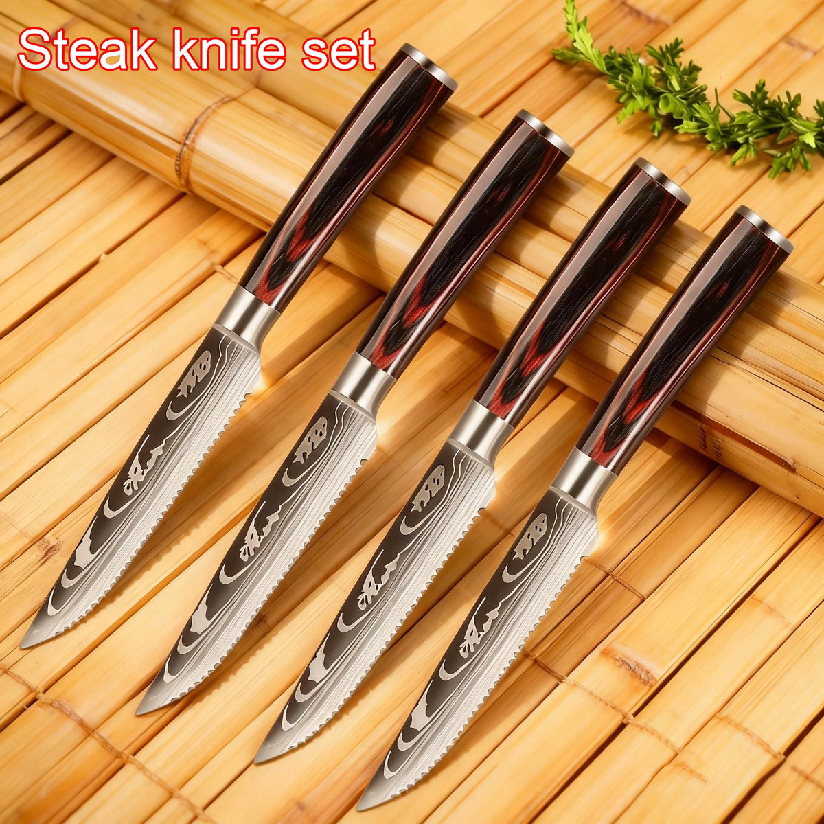 Damascus Steak Knife Set 1–8 Pcs | 4.5" Stainless Steel Steak Knife Set Axl