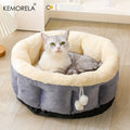 KEMORELA High Side Round Winter Cat Bed – Machine Washable Pet Bed Axl Gray M