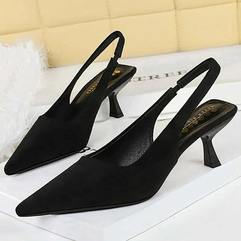 French Women's Pointed Toe High Heel Sandals 6CM | Office High Heel Sandals Axl
