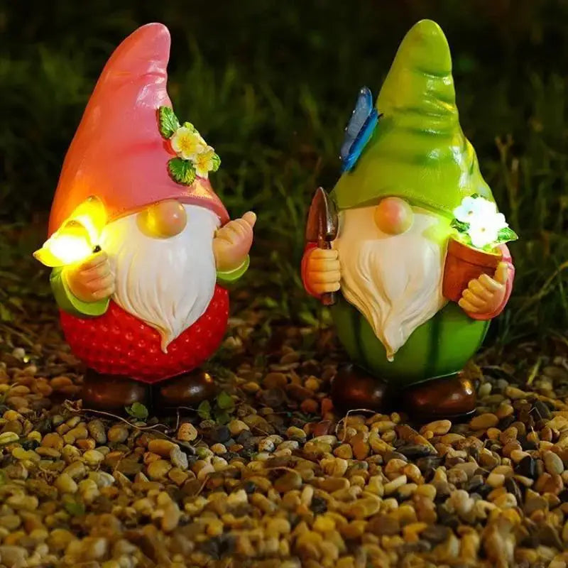 Solar Fruit Gnome Garden Statue – Resin Dwarf Sculpture Light Solar Garden Statue Axl