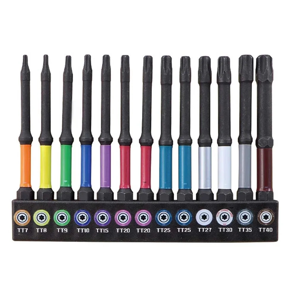 13-Pc Torx Security Bit Set T7–T40 | 1/4" Hex Shank, 75mm Screwdriver Bit Set Axl