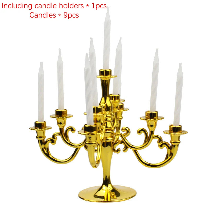 Retro European Cake Candlestick – Birthday & Wedding Decor Cake Candlestick Topper Axl Gold