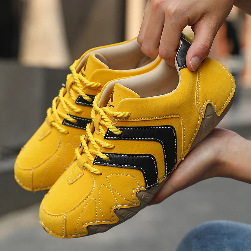Women's Patchwork Faux Suede Casual Sneakers | AZGB Women's Casual Sneakers Axl YELLOW 36