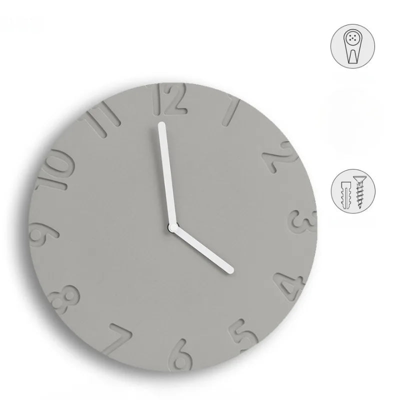 Modern Silent Wall Clock – Minimalist Concrete Luxury Decor Decorative Wall Clock Axl Grey 30X30X1CM