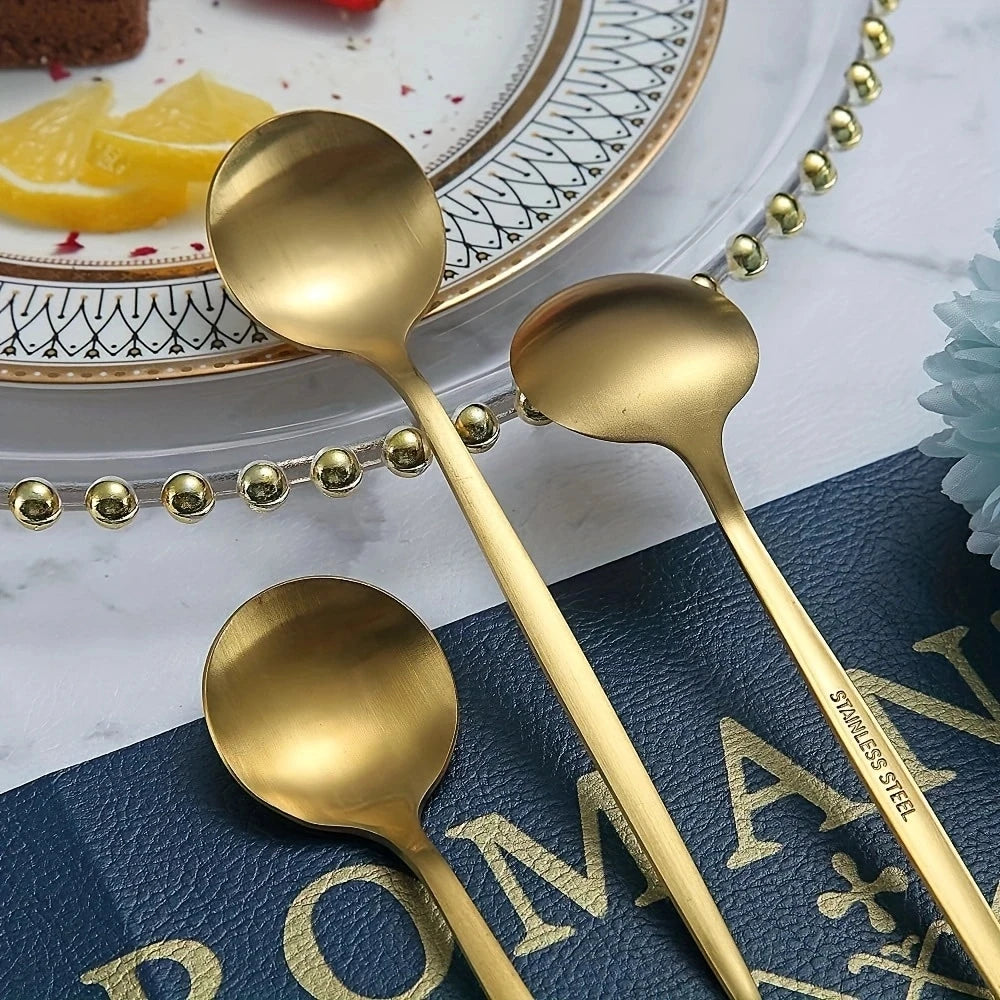 4-Piece Gold Stainless Steel Coffee & Dessert Spoon Set Dessert Spoon Set Axl
