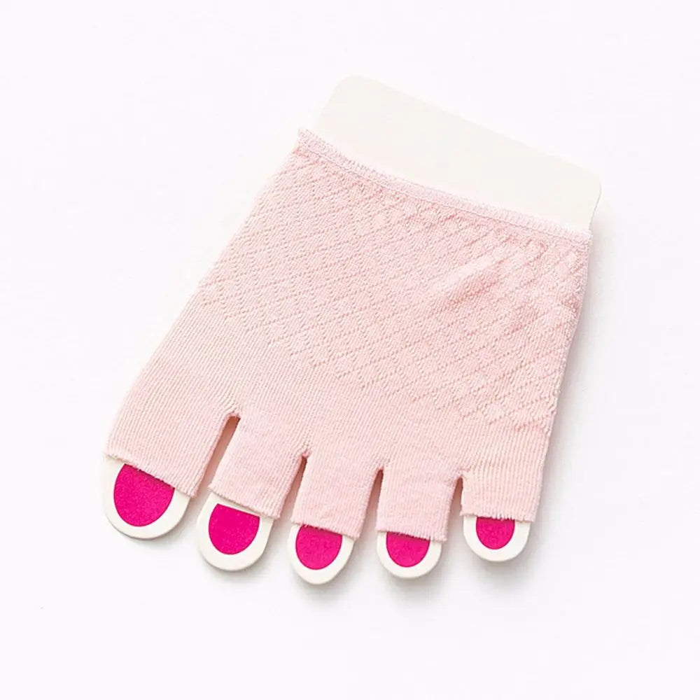Women's Invisible Open Toe Non-Slip Mesh Cotton Socks Invisible Half Socks Axl pink-toeless One Size