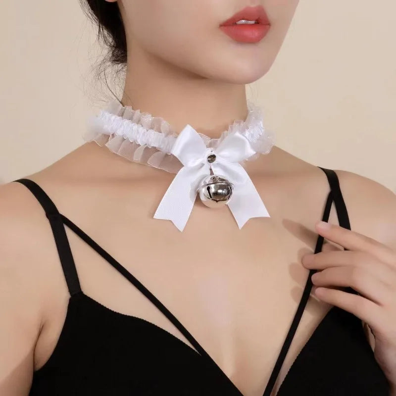 Gothic Lace Bow Bell Choker Necklace – Women's Party Jewelry Choker Necklace Axl