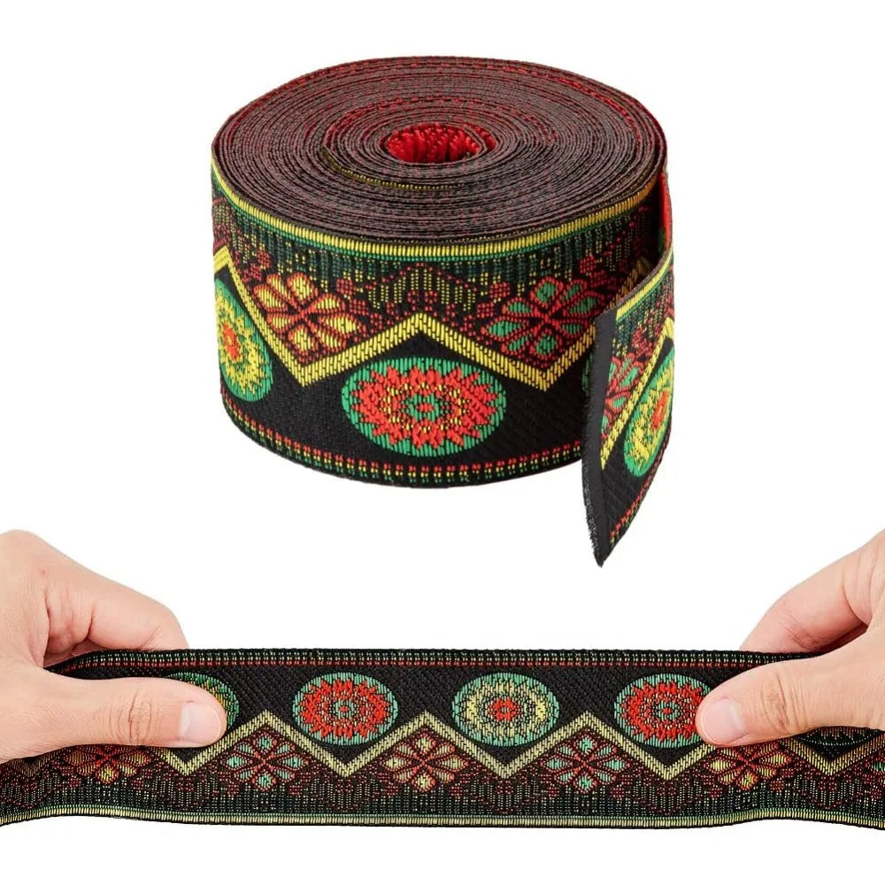 Floral Embroidery Polyester Ribbon 48.5mm 7m | Craft Trim Craft Ribbon Trim Axl