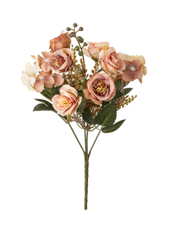 Silk French Rose Artificial Bouquet – Wedding & Home Décor Artificial Flower Bouquet Axl Color 3 1 pc