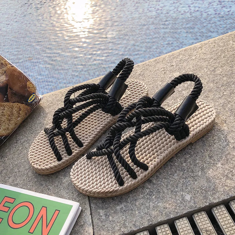 YBQJOO Women's Woven Roman Gladiator Sandals – Beach Slides Women's Sandals Axl