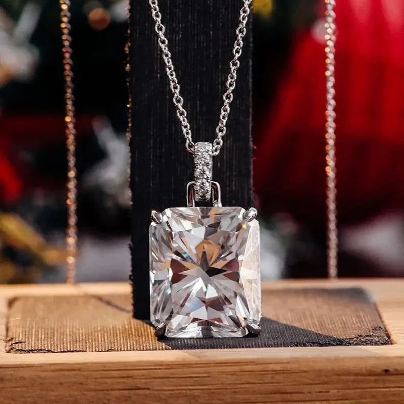 Huitan Square Cubic Zirconia Pendant Necklace | Dainty CZ Pendant Necklace Axl