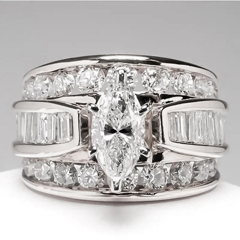 Huitan Marquise Cubic Zirconia Ring – Women's Fashion Band Fashion Ring Axl Q433 10