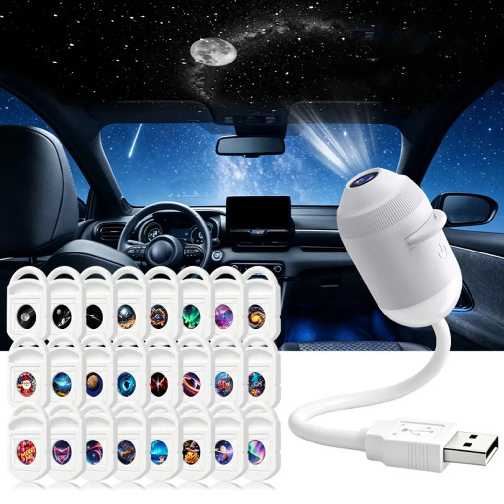 24-Slide USB Galaxy Star Projector Night Light – 2-in-1 Lamp Galaxy Night Projector Axl