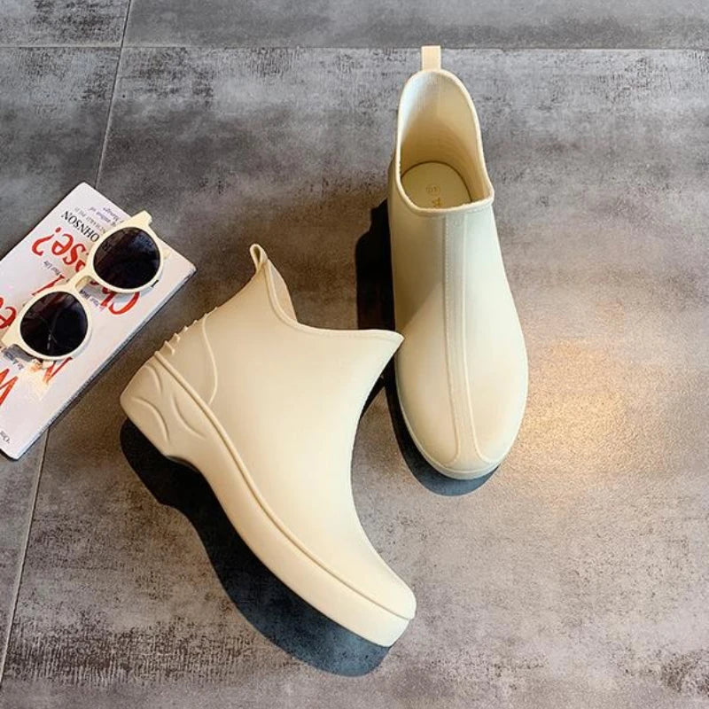 Women's Waterproof Platform Rain Boots – Anti-Slip Ankle Boot Platform Rain Boots Axl