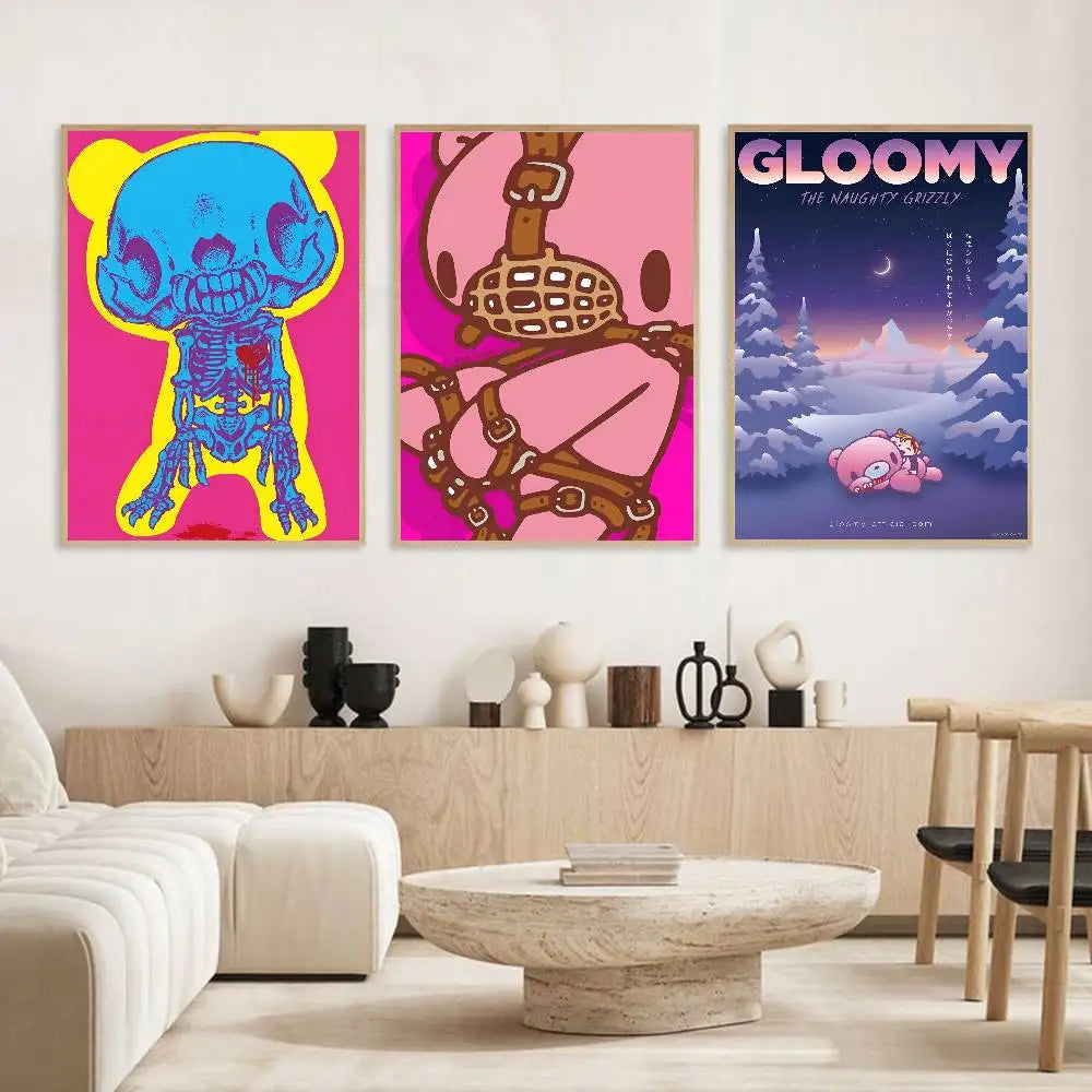Gloomy Bear Cartoon Poster – Self-Adhesive Waterproof Wall Art Wall Art Poster Axl