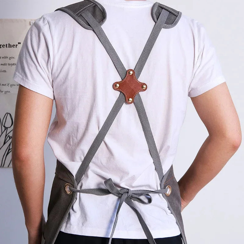 Unisex Canvas Work Apron with Tool Pockets | Adjustable Canvas Work Apron Axl