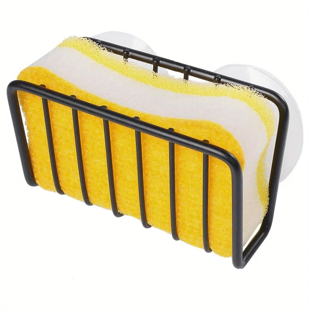 Kitchen Sink Suction Sponge Holder – Steel Sink Organizer Sink Sponge Holder Axl Black