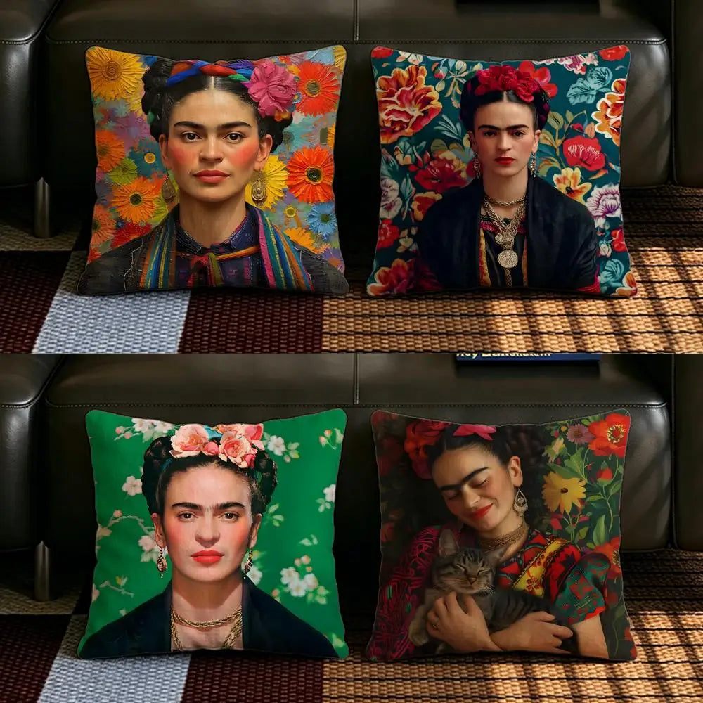 Frida Kahlo Linen Cushion Cover | Decorative Pillow Case Set Decorative Cushion Cover Axl