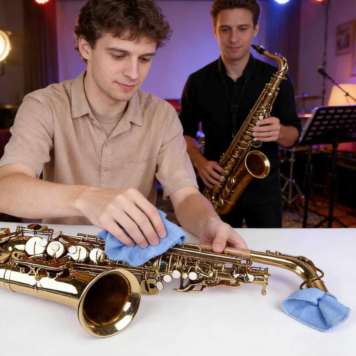 Saxophone Cleaning Cloth Swab Kit – Alto & Tenor 2-Piece Set Instrument Cleaning Kit Axl