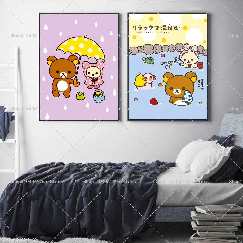 Rilakkuma Anime Cartoon Wall Poster – Waterproof Self-Adhesive Anime Wall Poster Axl