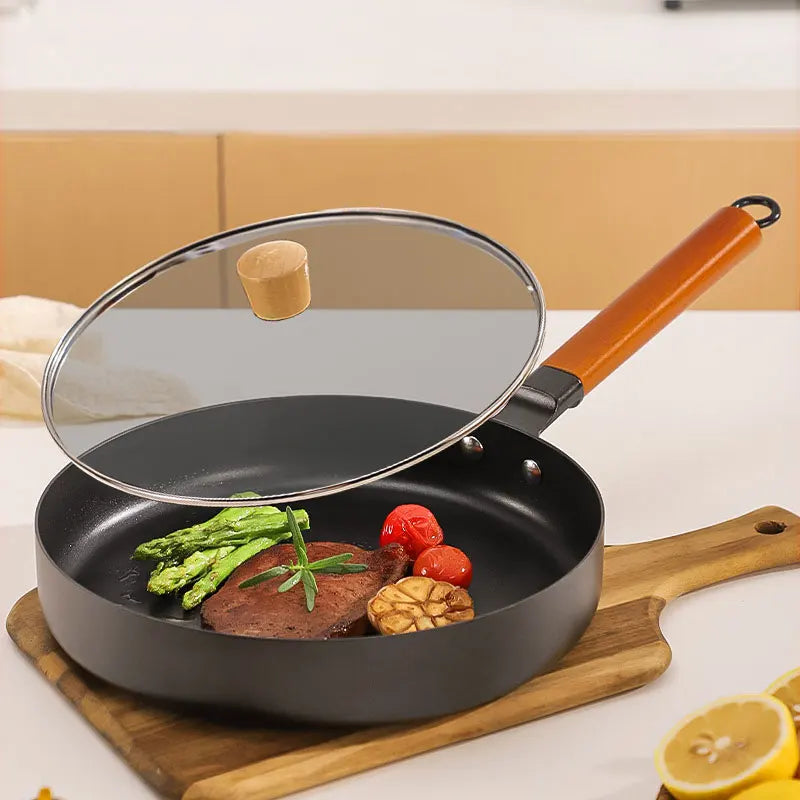 26cm Cast Iron Wok Pan – Non-Coating Skillet, Gas & Induction Cast Iron Wok Pan Axl