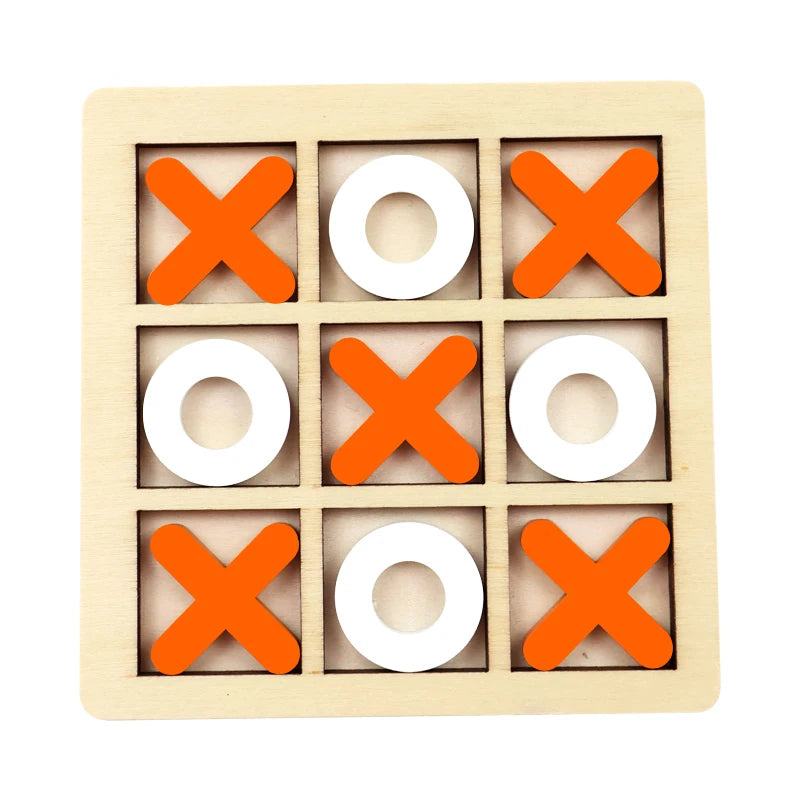 Wooden Tic-Tac-Toe Puzzle Game – Classic Family Strategy Toy Wooden Board Game Axl 18x18cm-Orange-1pc
