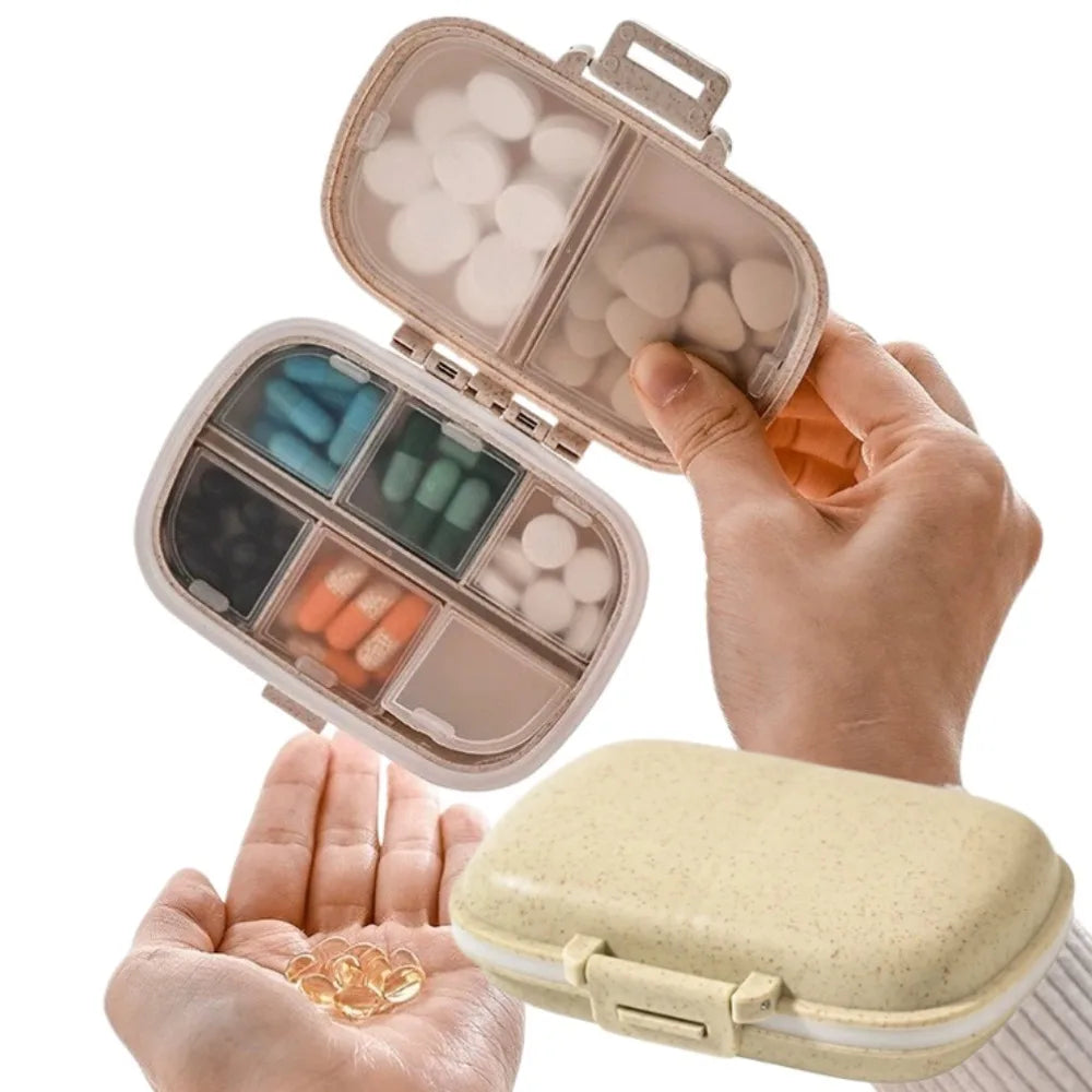 Mini 8-Compartment Pill Organizer – Waterproof Travel Case Pill Organizer Axl