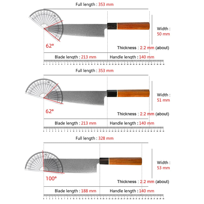 Kiritsuke Damascus Steel Chef Knife – Octagon Wood Handle Damascus Chef Knife Axl