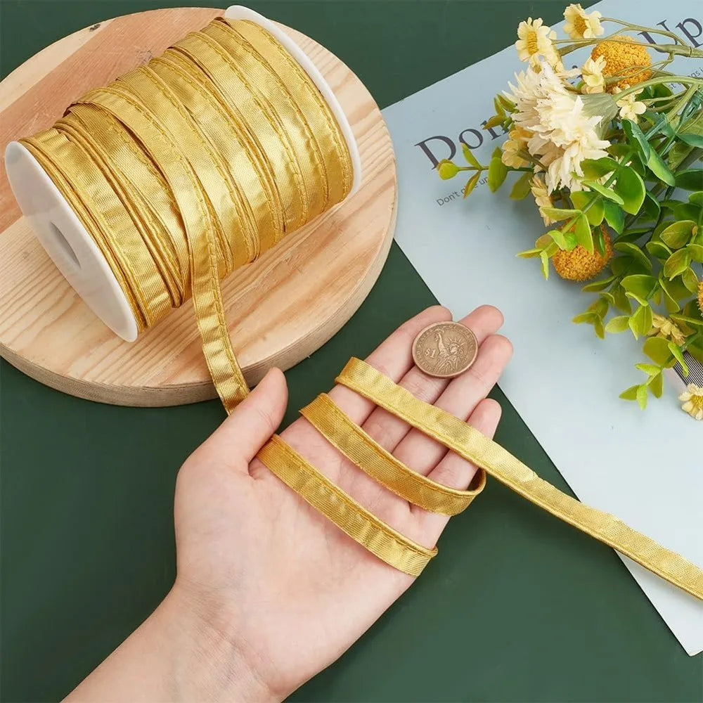 Gold Piping Bias Tape 54 Yards – 12mm Polyester Upholstery Trim Sewing Piping Trim Axl