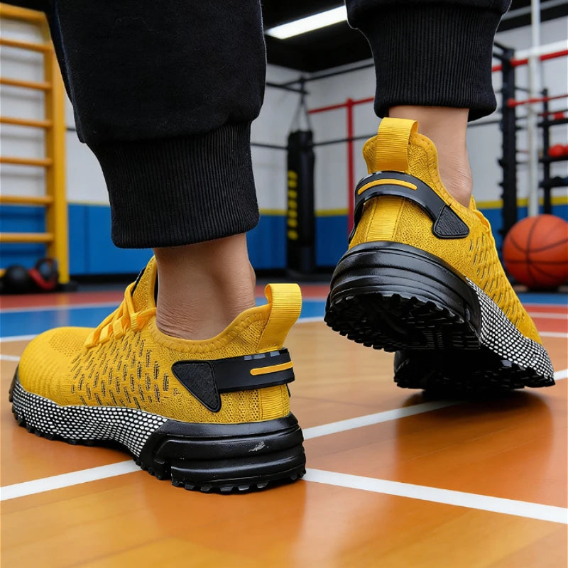Men's Yellow Knit Sneakers – Breathable Lightweight Trainers Men's Knit Sneakers Axl