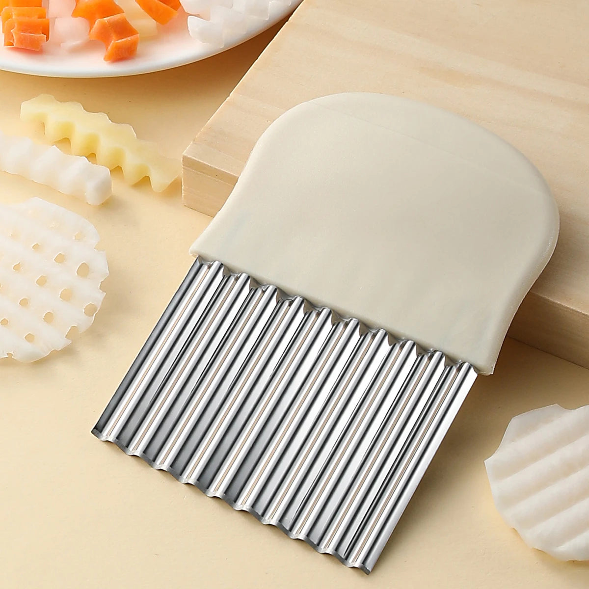Stainless Steel Wavy Crinkle Cut Knife – Vegetable & Potato Slicer Vegetable Slicer Knife Axl