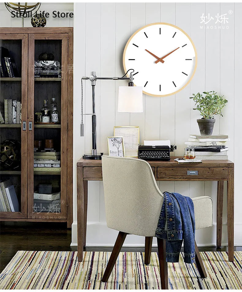 Large Bamboo Wood Silent Wall Clock – Nordic Modern Decor Silent Wall Clock Axl