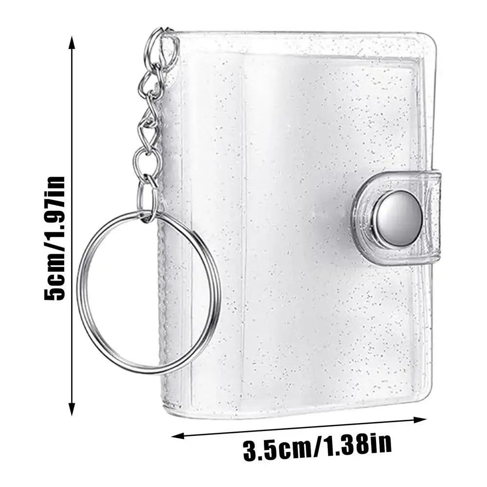 Mini Photo Album Keychain – 24-Pocket Portable Picture Binder Photo Album Keychain Axl White