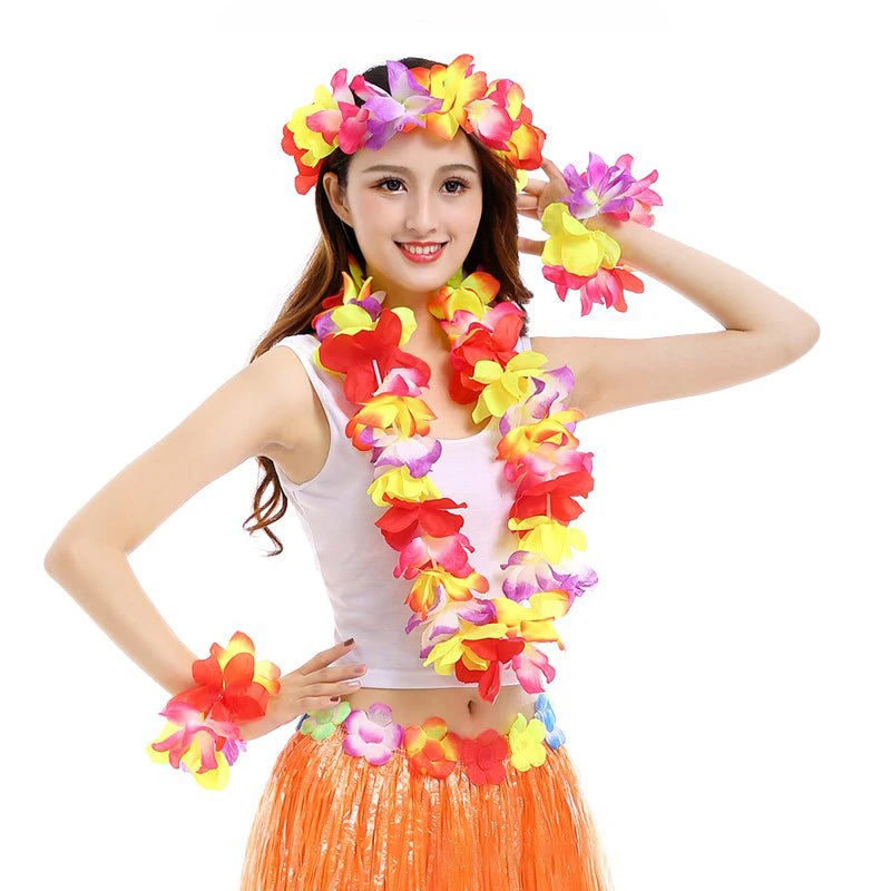 4-Piece Hawaiian Flower Lei Set – Luau Party Accessories Lei Party Accessory Set Axl