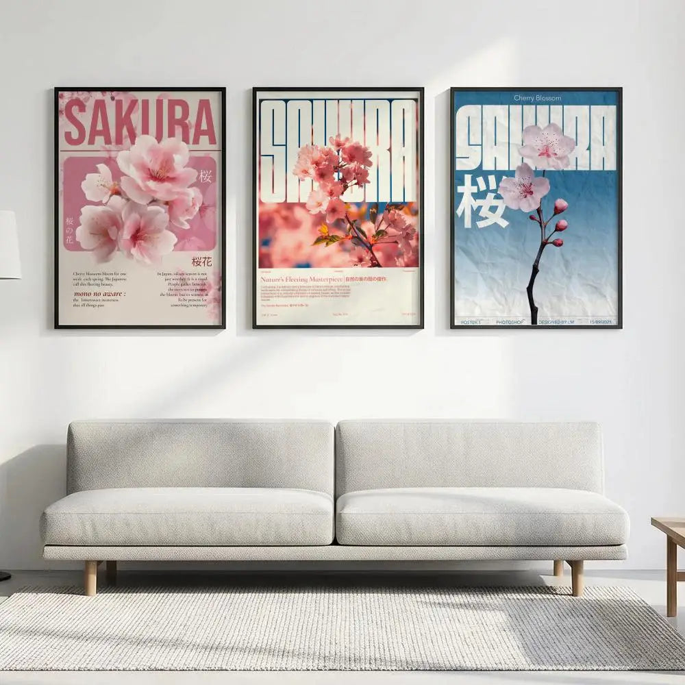 Cherry Blossom Retro Art Poster – HD Waterproof Wall Decor Wall Art Poster Axl