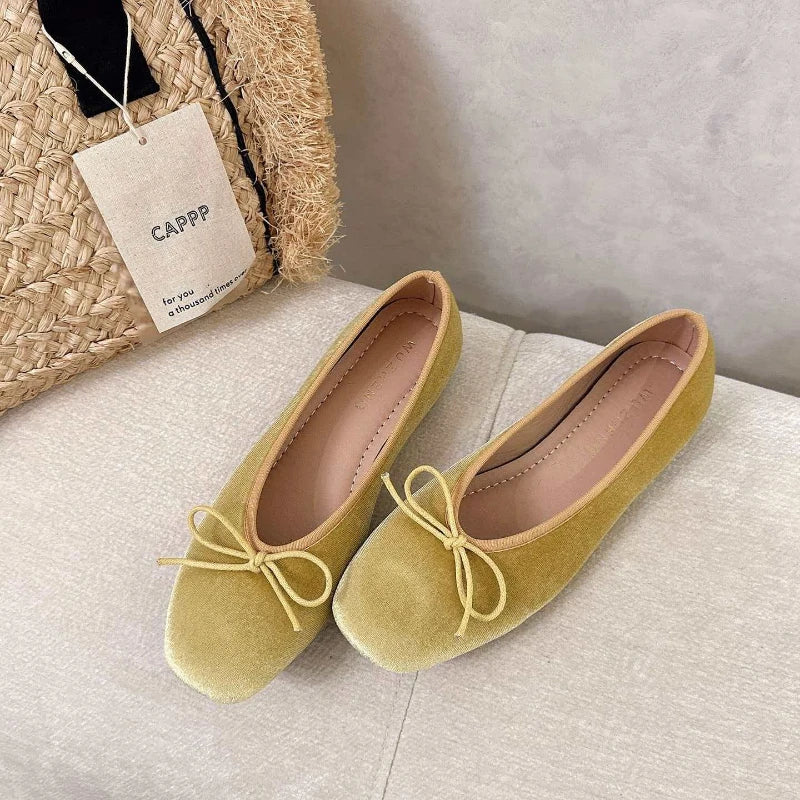 Women's Butterfly-Knot Ballet Flats – Soft Sole Slip-On Dress Shoes Women's Ballet Flats Axl YELLOW 38