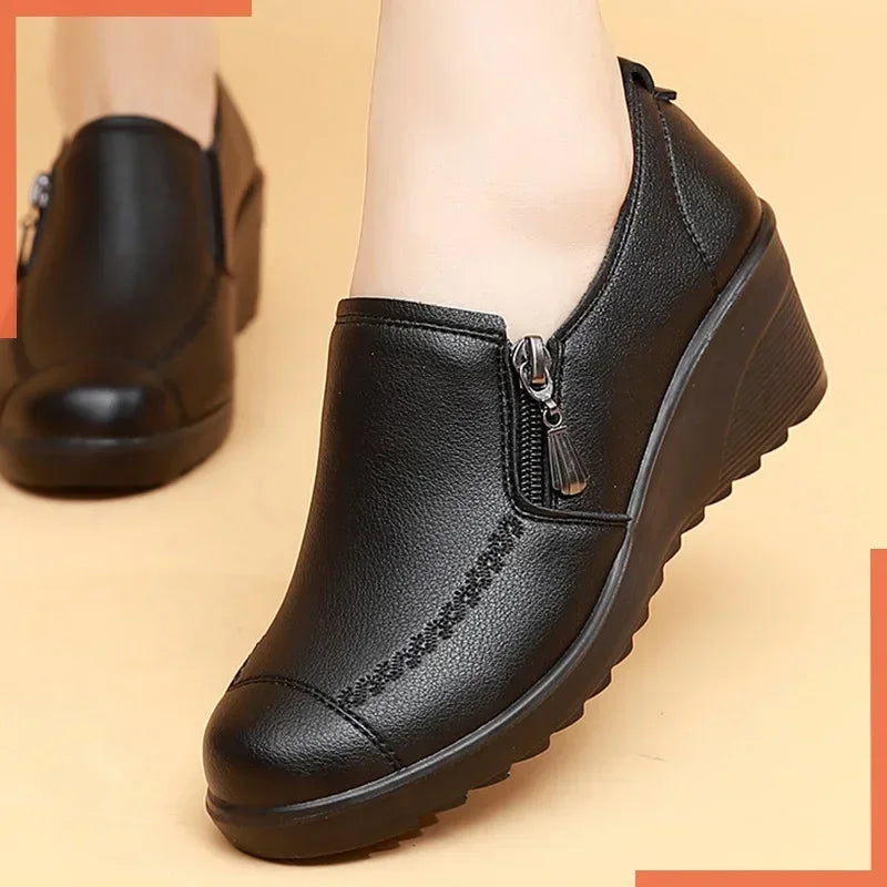 Women's Wedge Loafers – Microfiber Casual Slip-On Shoes Wedge Loafers Axl