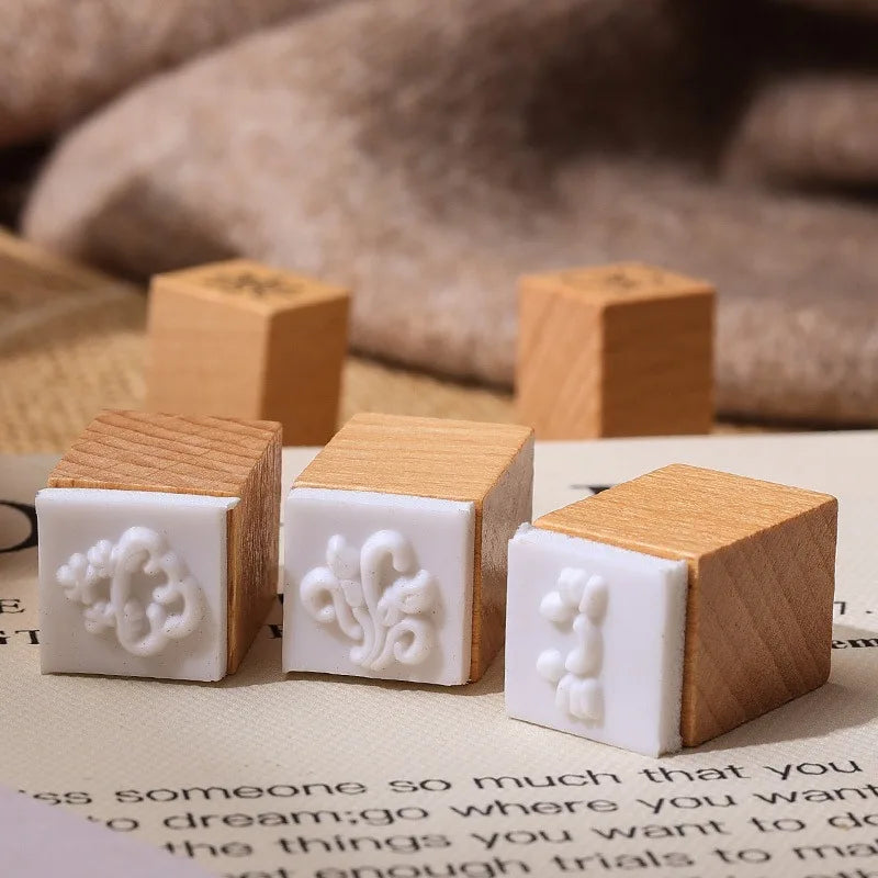 25 Pcs Retro Botanical Wooden Stamps – DIY Scrapbook & Journal Wooden Stamp Set Axl