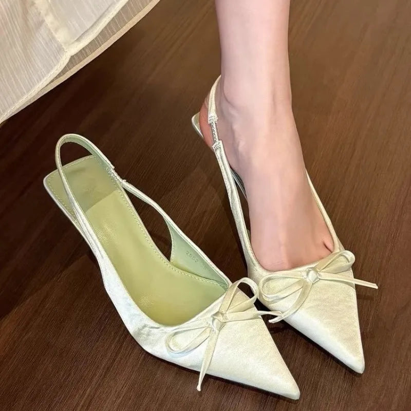 Women's Butterfly-Knot High Heel Sandals | Square Heel Party Pumps High Heel Sandals Axl