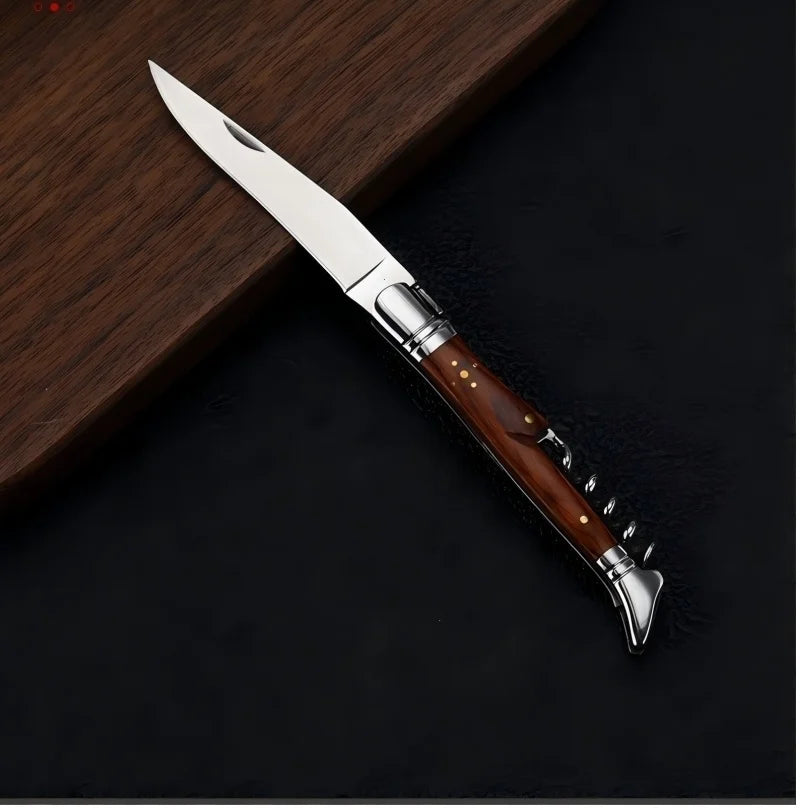 Laguiole Style Wine Corkscrew – Wood Handle Waiter's Knife Wine Corkscrew Axl
