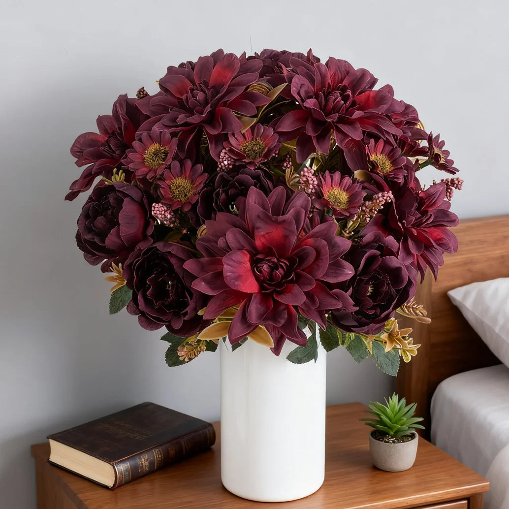 Silk Dahlia Rose Artificial Flowers for Wedding & Home Decor Artificial Silk Flowers Axl
