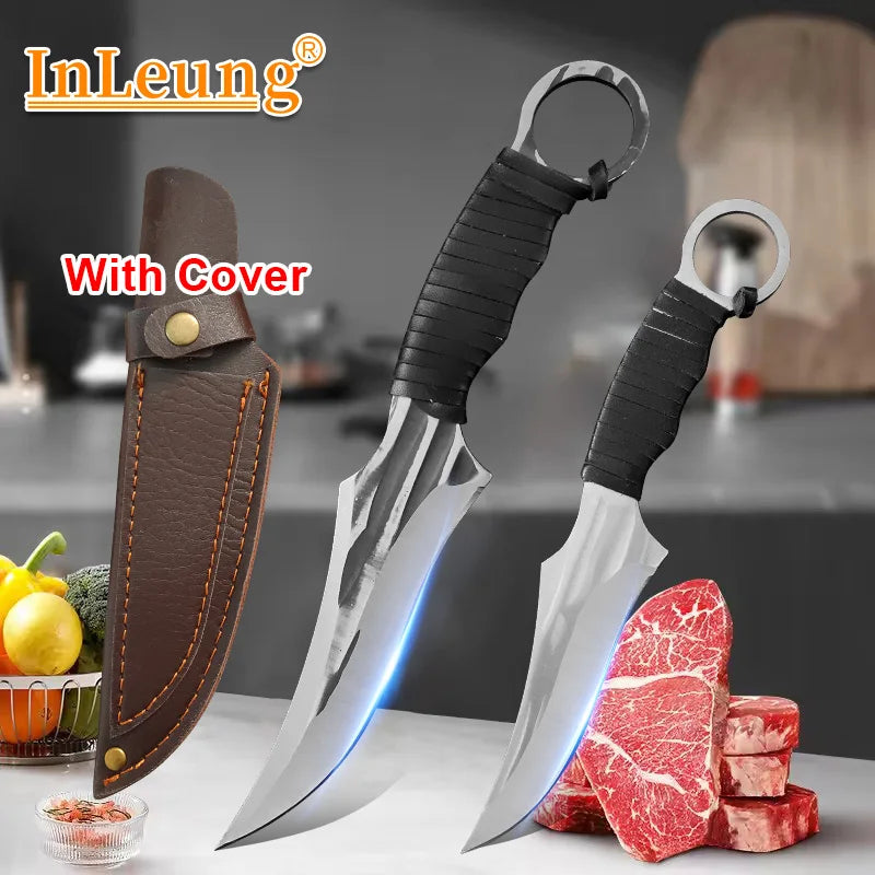Hand Forged Stainless Steel Boning Cleaver Knife with Sheath Kitchen Knife Axl