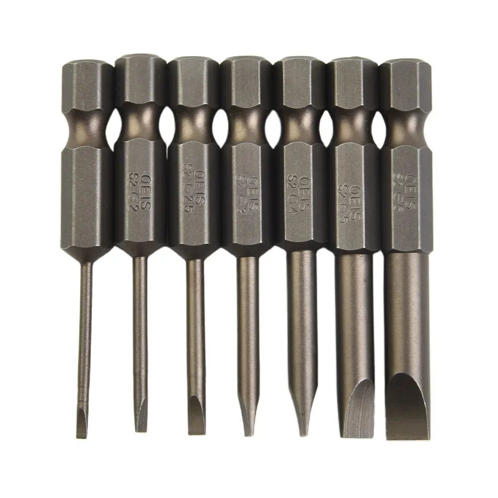 7-Pc Magnetic Flat Head Screwdriver Bits Set – 1/4" Hex 50mm Screwdriver Bit Set Axl 7pcs China Mainland