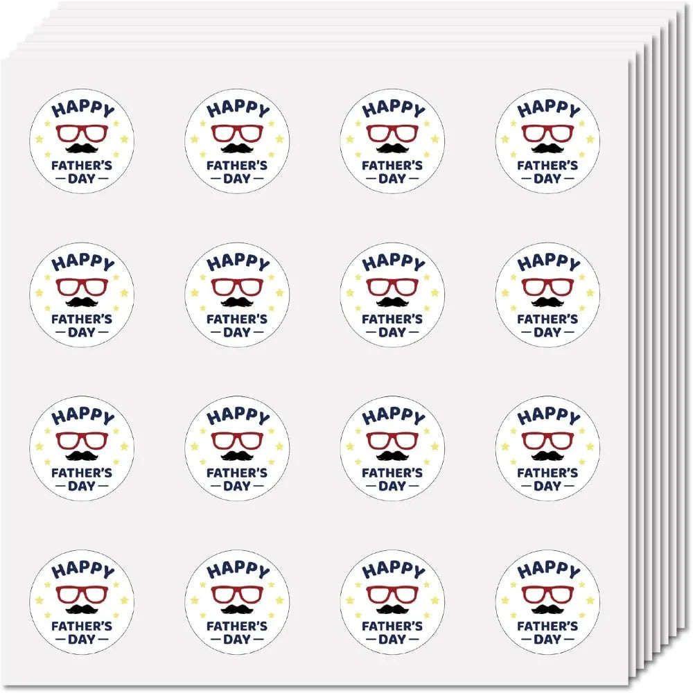 128Pcs Father's Day Round Stickers – Waterproof Vinyl Decals Craft Stickers Axl